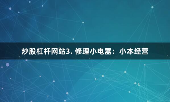 炒股杠杆网站3. 修理小电器：小本经营